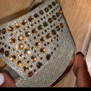 Golden stone embedded heels